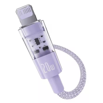 USB-C Lightning pikalatauskaapeli Baseus Gem 1 m 20 W violetti, nylonpäällyste, 7-pin Lightning