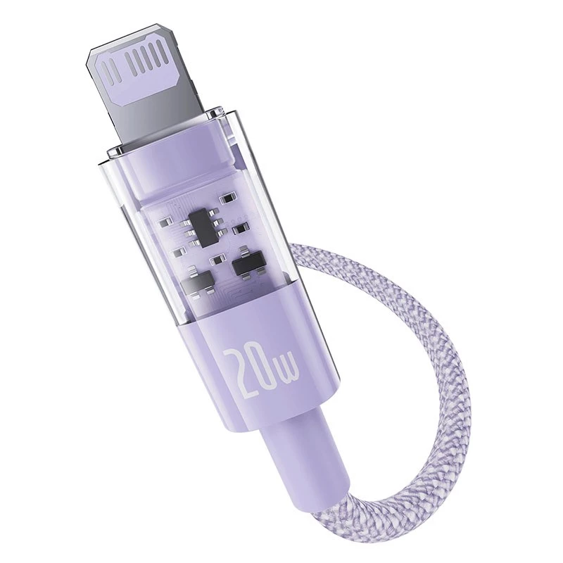 USB-C Lightning pikalatauskaapeli Baseus Gem 1 m 20 W violetti, nylonpäällyste, 7-pin Lightning