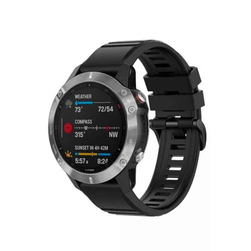 Silikoniranneke FIXED Garmin QuickFit 26mm musta — vara-kelloranneke 26 mm