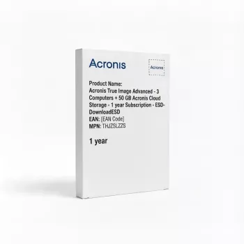 Acronis True Image Advanced - 3 tietokonetta + 50 GB Acronis Cloud Storage -tallennustilaa - 1 vuoden tilaus - ESD-latausESD