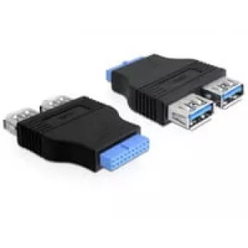 Delock sovitin USB 3.0 pin header -liitäntä > 2 x USB 3.0 -liitäntä - vierekkäin (65324)