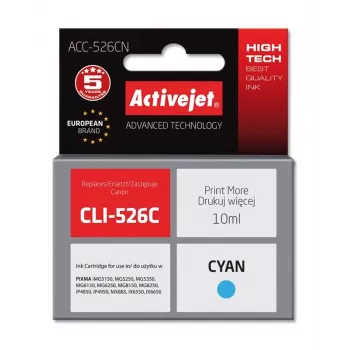 Activejet ACC-526CN muste (Canon CLI-526C -yhteensopiva; Supreme; 10 ml; syaani)