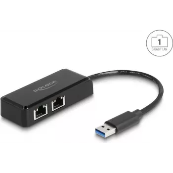 Delock 64194 USB Type-A - 2x Gigabit LAN -sovitin, musta