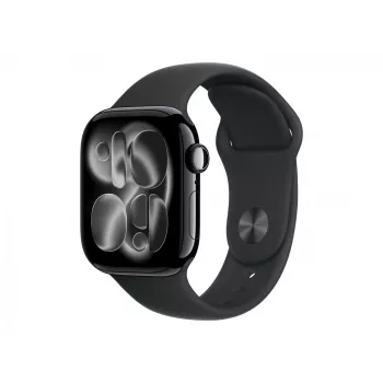 Apple Watch Series 11 GPS + Cellular 42mm musta alumiinikuori ja musta urheiluranneke – M/L | Apple