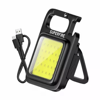 Taskulamppu Superfire MX16 — 600 lm teho, sisäänrakennettu 500 mAh akku, USB-C-lataus