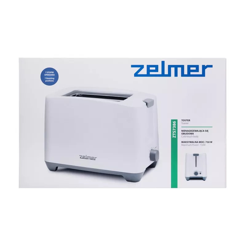 Zelmer ZTS7386 leivänpaahdin 2 viipaletta 750 W valkoinen