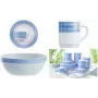 Dessertteller Esmeyer BRUSH 195 mm — karkaistu lasi, sininen raitakoristelu