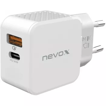 nevox USB PD Type-C + USB QC 3.0 laturi 30 W valkoinen (2009)