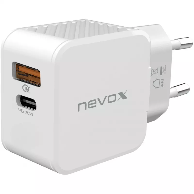 nevox USB PD Type-C + USB QC 3.0 laturi 30 W valkoinen (2009)