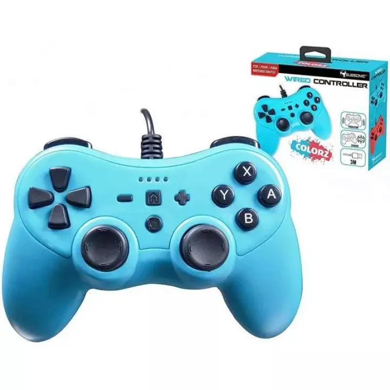 Johdollinen ohjain SUBSONIC SA5488-1 Neon Blue — Nintendo Switchille, johdollinen liitäntä