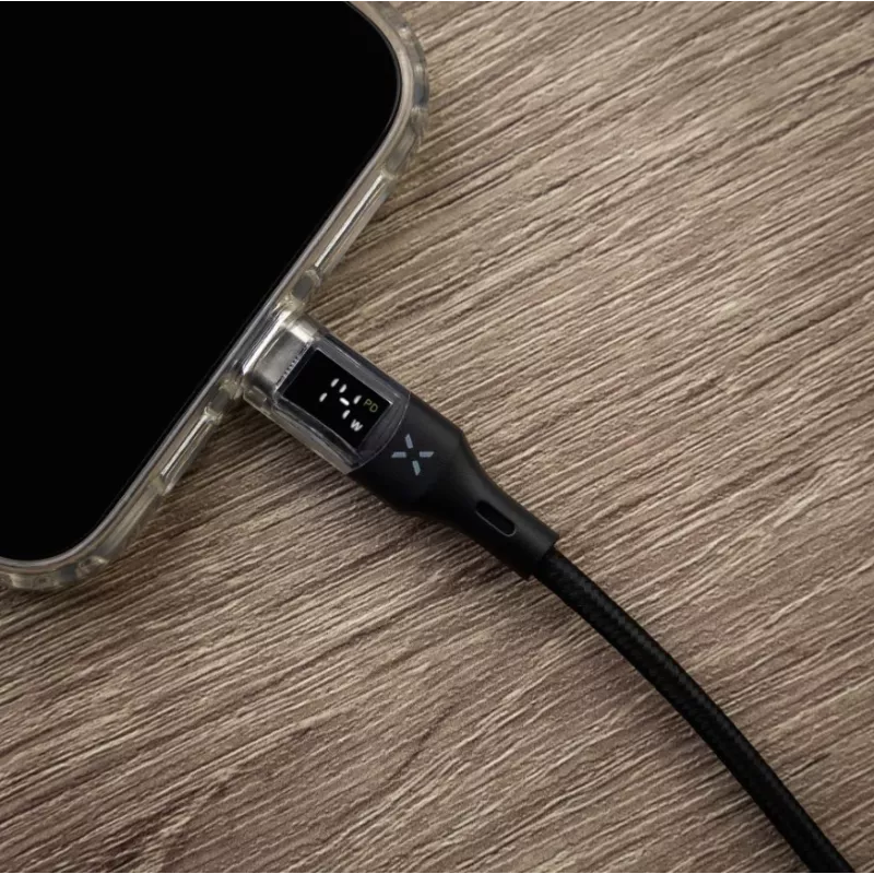 Fixed | Kaapeli USB-C/USB-C näytöllä, PD-tuki, 2 m, USB 2.0, 100W | FIXDD-CC2-BK