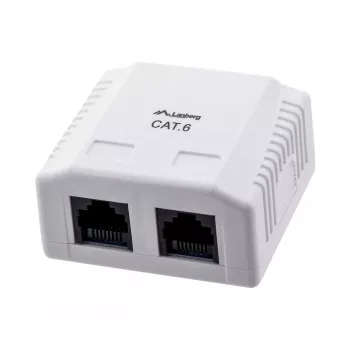 LANBERG pinta-asennusrasia RJ-45 Cat6 OU6-0002-W valkoinen, 2 liitäntää, 30×54×57 mm