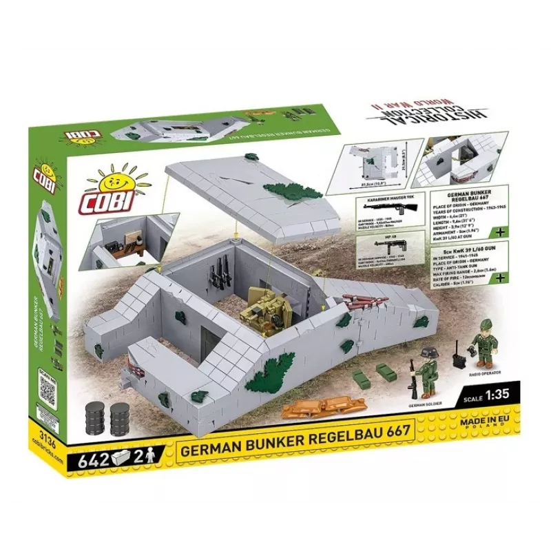 Rakennussarja Cobi Deutscher Bunker Regelbau 667/642 malli COBI-3136 – yksityiskohtainen palikkasarja