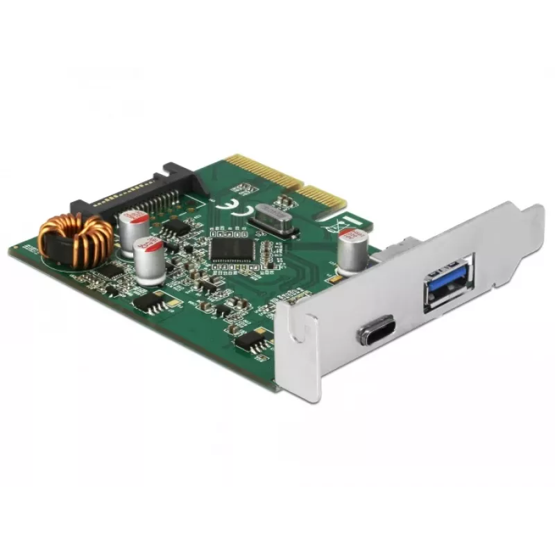 DeLOCK 90299 PCIe x4 -kortti, 1x USB Type-C + 1x USB Type-A, USB 3.2 Gen 2 (10 Gbps)