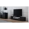 TV-taso cama meble VIVA 180 — 1800×400×370 mm, musta kansi (lastulevy), musta runko, valkoiset yksityiskohdat
