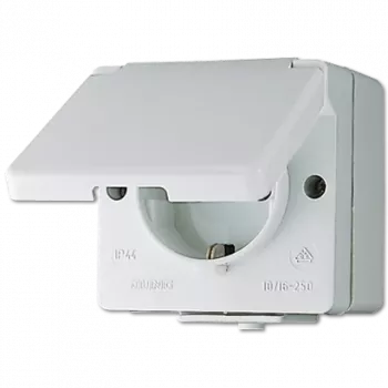 Pistorasia tyyppi F Jung 620 W — 16 A, 250 V, duroplastikotelo, valkoinen, korkeus 47 mm