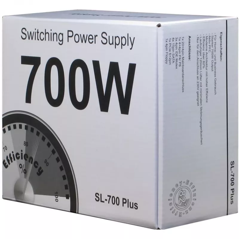 Inter-Tech SL-700 Plus - virtalähde (sisäinen) - ATX12V 2.4 - AC 230 V - 700 wattia - aktiivinen PFC (88882141)