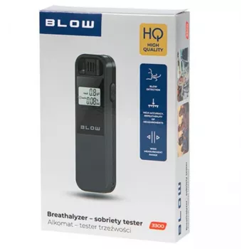 Kannettava alkometri BLOW 3300 — kosketukseton hengitysalkoholitesti, BAK 0,00–0,19 %, 1 % tarkkuus, LCD, AAA-paristot