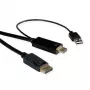ROTRONIC-SECOMP Roline - videokaapeli - HDMI, USB (vain virta) uros - DisplayPort uros - 2 m - suojattu - musta - tukee 4K 60 Hz (384