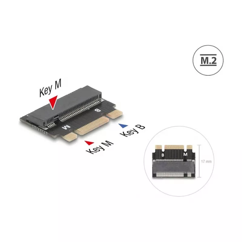 DeLOCK 64342 sisäinen M.2-adapteri isäntäliitäntä M.2 uros musta