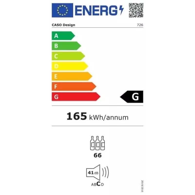 Caso | Smart Wine Cooler | WineExclusive 66 | energiatehokkuusluokka G | vitriini | vapaasti seisova | pullokapasiteetti pulloa | jäähdytystapa kompressoritekniikka | musta