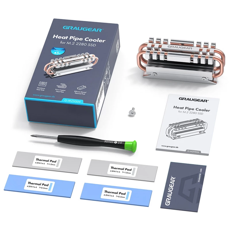 Jäähdytyssiili GRAUGEAR G-M2HS06 alumiini kupari M.2 NVMe SSD:lle