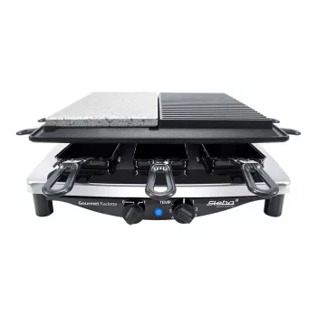 Steba RC 4 Plus Deluxe Chrome raclette-grilli, ruostumaton teräs/musta