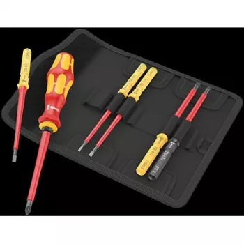 Wera 05006601001 Kraftform Kompakt VDE 7 Universal 2 sähköasentajan ruuvimeisselisarja vaihdettavilla terillä