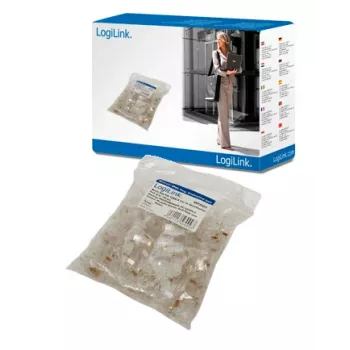 RJ-45 kaapeliliitin LOGILINK MP0002, CAT5e, läpinäkyvä, 100 kpl:n pakkaus