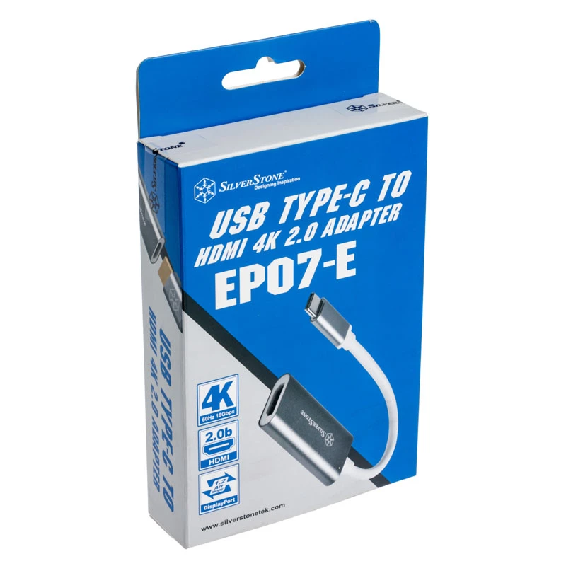 Sovitin SILVERSTONE USB 3.1 Type-C - HDMI 2.0b SST-EP07C-E, videolähtösovitin