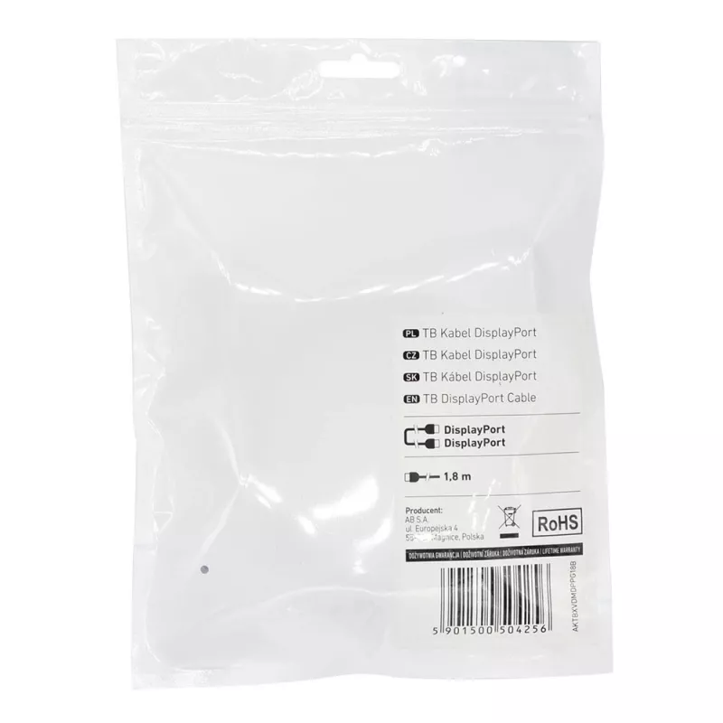 TB DisplayPort-kaapeli M/M 1,8 m, musta (AKTBXVDMDPPG18B)
