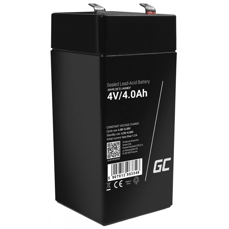 Green Cell AGM37 teollisuusakku, sinetöity lyijyakku (VRLA), 4000 mAh, 4 V