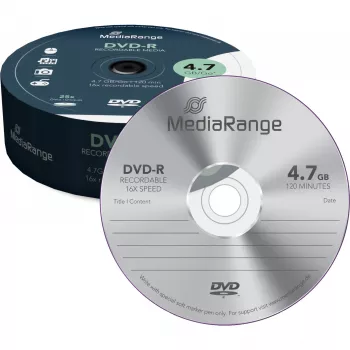 MediaRange - 25 x DVD-R - 4,7GB (120 min.) 16x - spindeli (MR403)