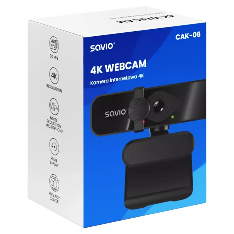 Savio CAK-06-verkkokamera 3840 x 2160 pikseliä USB musta