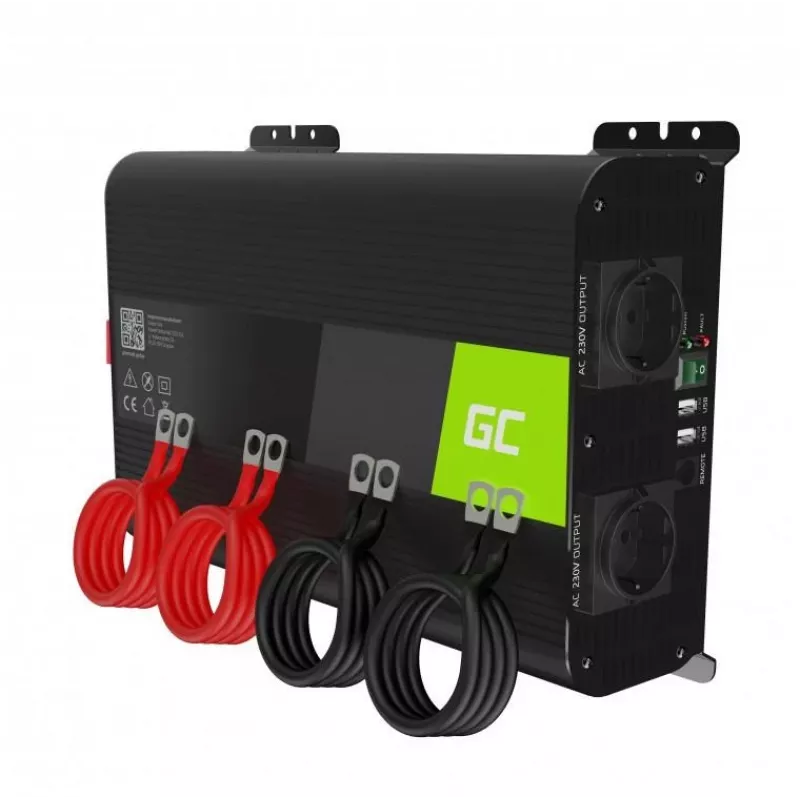 Green Cell INVGC11 jännitemuunnin auto 2000 W musta