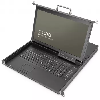 KVM-konsoli Digitus 17 tuuman HD LCD 8-portti VGA saksalainen näppäimistö