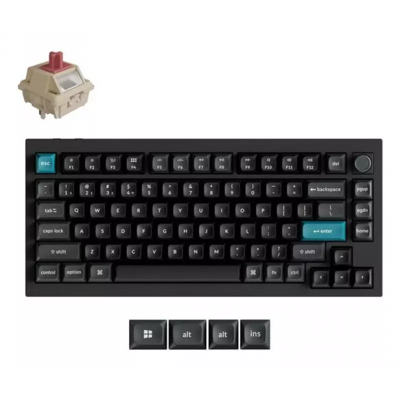 Mekaaninen näppäimistö Keychron Q1 Ultra 8K — 75% asettelu, USB + RF-langaton + Bluetooth, RGB, musta