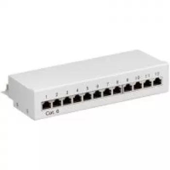 Wentronic Goobay CAT 6 Mini/Desktop patch-paneeli, 12 porttia, harmaa – STP suojattu, harmaa (69306)