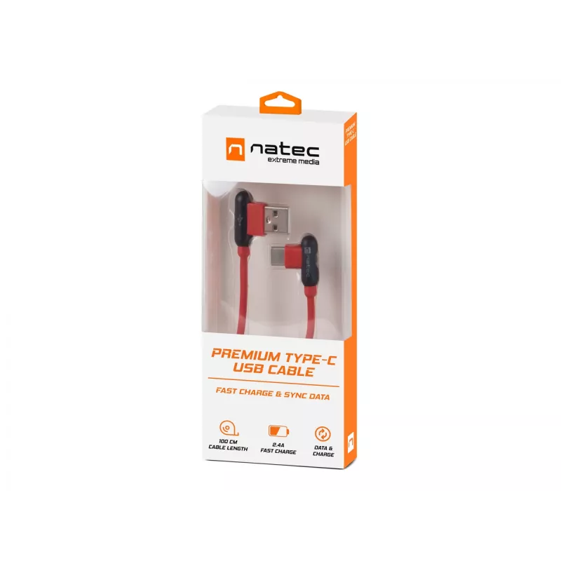 USB-kaapeli NATEC NKA-1201 USB 2.0 1 m USB A USB C musta punainen