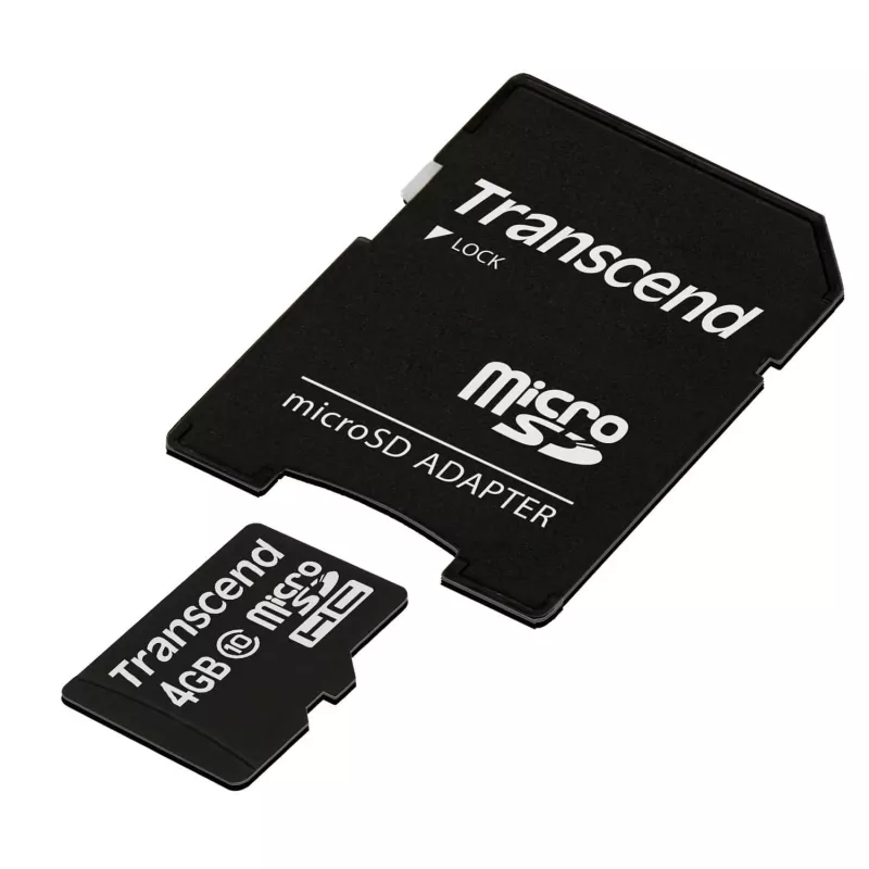 Flash-muisti Transcend 4GB MicroSDHC Class 10 adapterilla