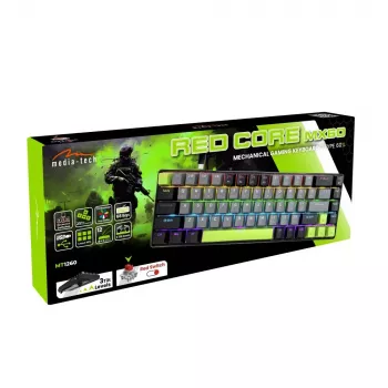 Mekaaninen näppäimistö MEDIA-TECH MT1260 Red Core MX60, 60 % muotokerroin, CHERRY MX Red -kytkimet, RGB-valaistus, USB, vihreä