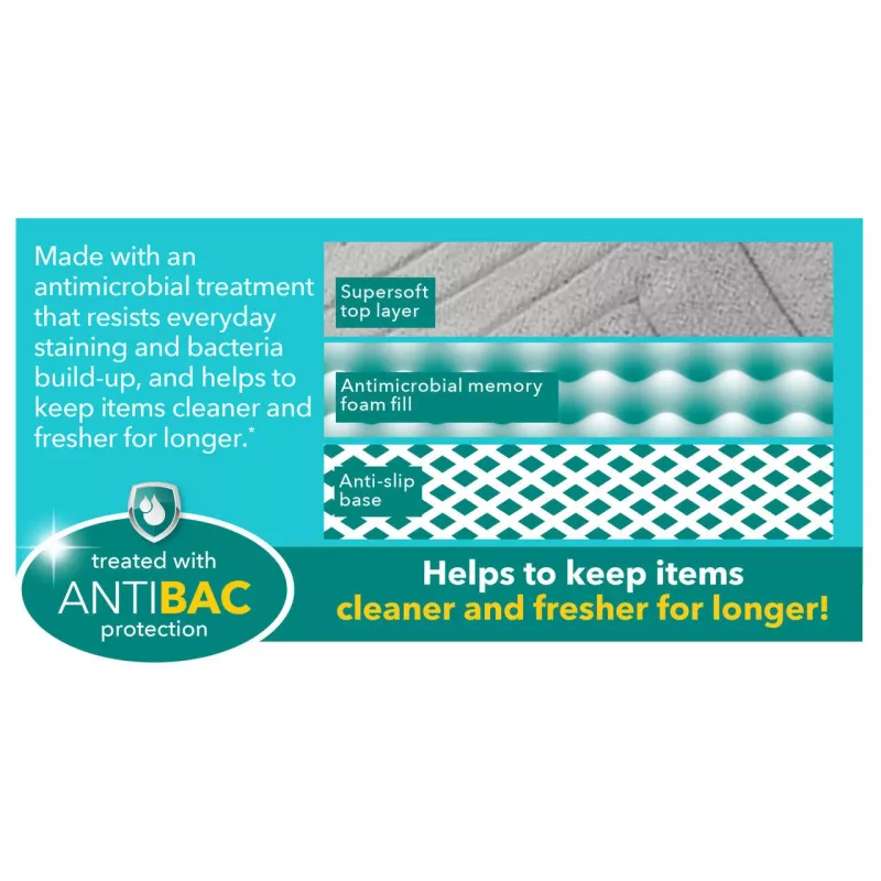 Kylpymatto Beldray LA032647LGRYUFFEU7 Antibac Chevron muistivaahto, antibakteerinen, harmaa
