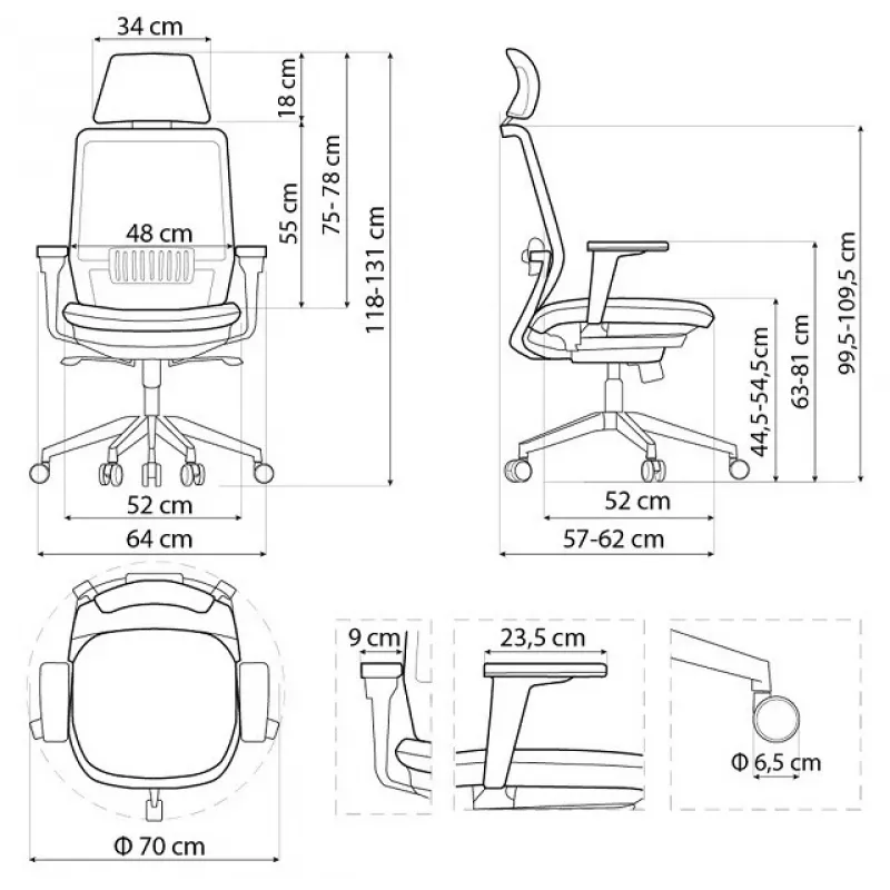 SPECTRUM ergonominen toimistotuoli musta