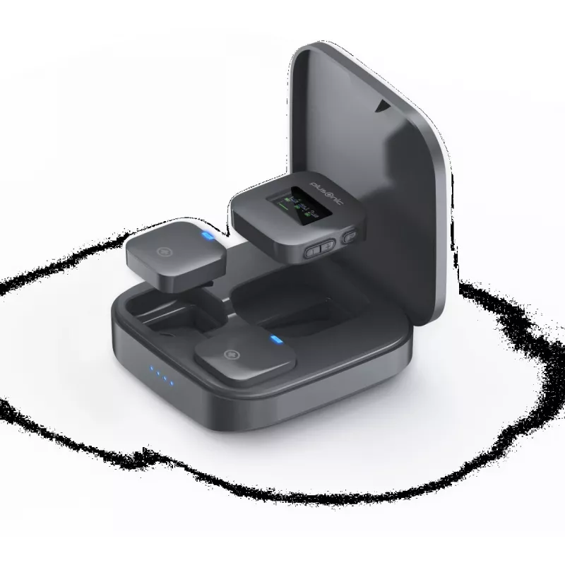 Langaton mikrofonisetti Plusonic PS-TDS8 USB-C-, Lightning- ja 3,5 mm liitännöillä