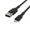 Kaapeli punottu USB-Lightning 15 cm musta