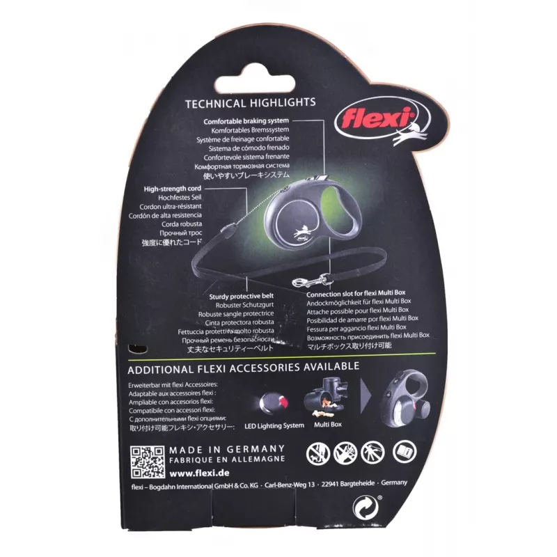 Flexi Black Design S 5 m koiranhihna rullamekanismilla