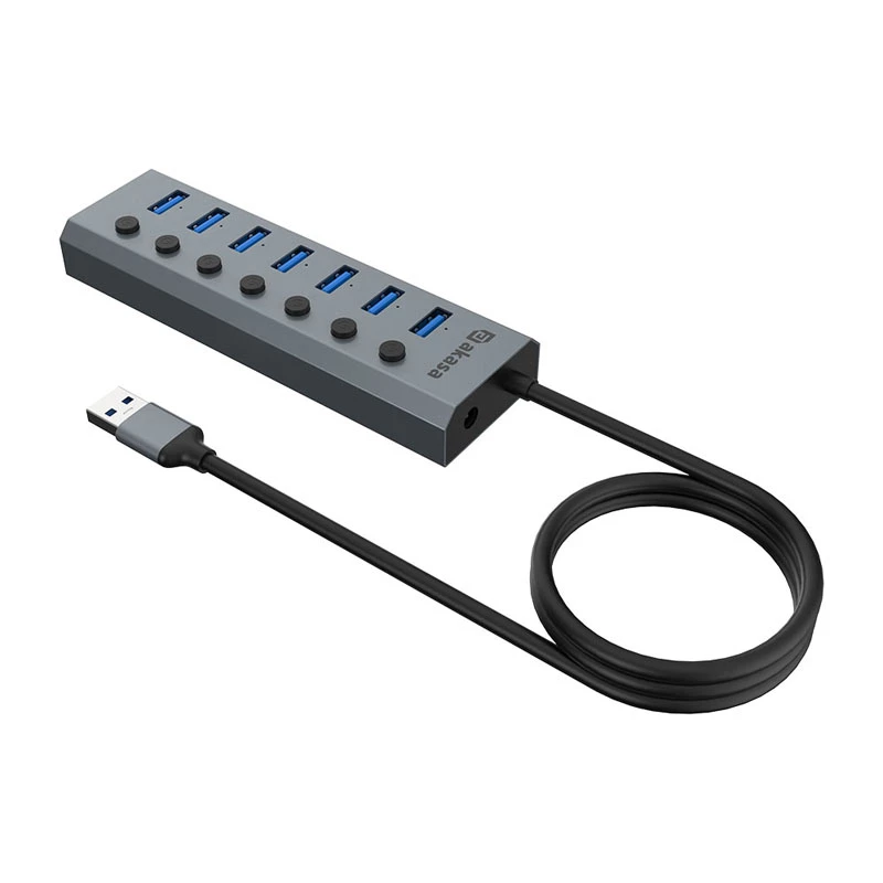 USB-keskitin Akasa AK-HB-21BKCM alumiini USB 3.2 Gen 1 5000 Mbit/s