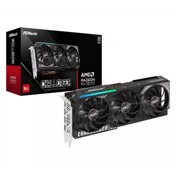 Näytönohjain ASRock Challenger Radeon RX 9070 — 16 GB GDDR6, 256-bittinen, PCIe 5.0, 3x DisplayPort 2.1a + HDMI 2.1b