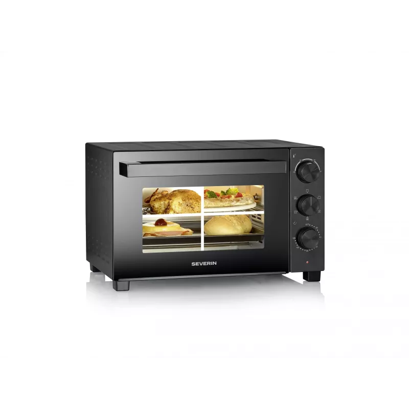 Severin TO 2075 miniuuni — 30 l tilavuus, 1600 W, vapaasti seisova, musta, grillitoiminto