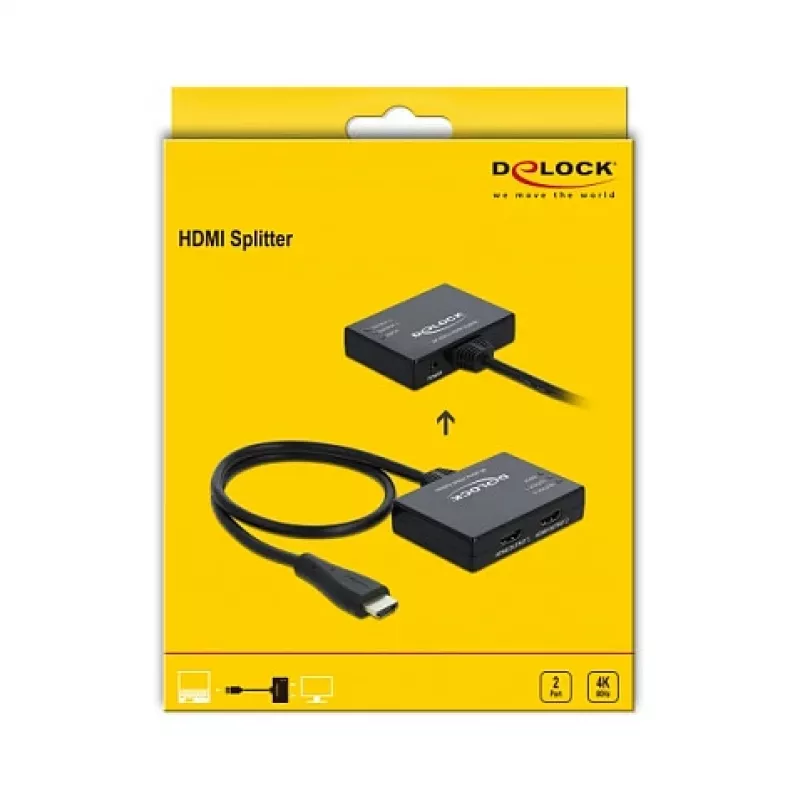 DELOCK HDMI-jakaja 1 x HDMI in > 2 x HDMI out 4K 60 Hz
